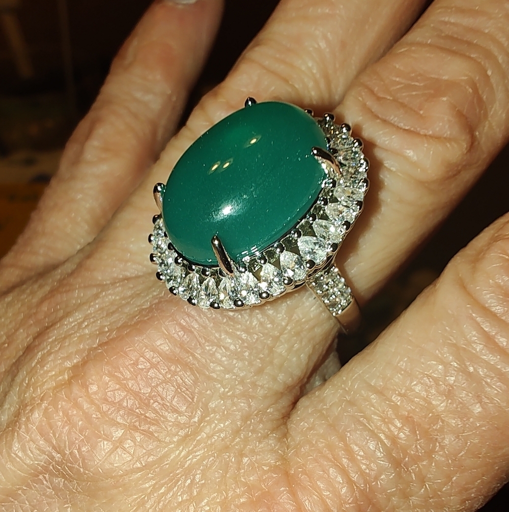 Lake Blue Chalcedony Stone In 925 Sterling Silver Adjustable Ring 💙 💚 - Picture 4 of 8